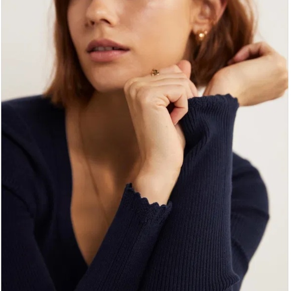 Boden Ribbed Sweetheart Cardigan US-12/UK-16 Navy NWT - Picture 2 of 5